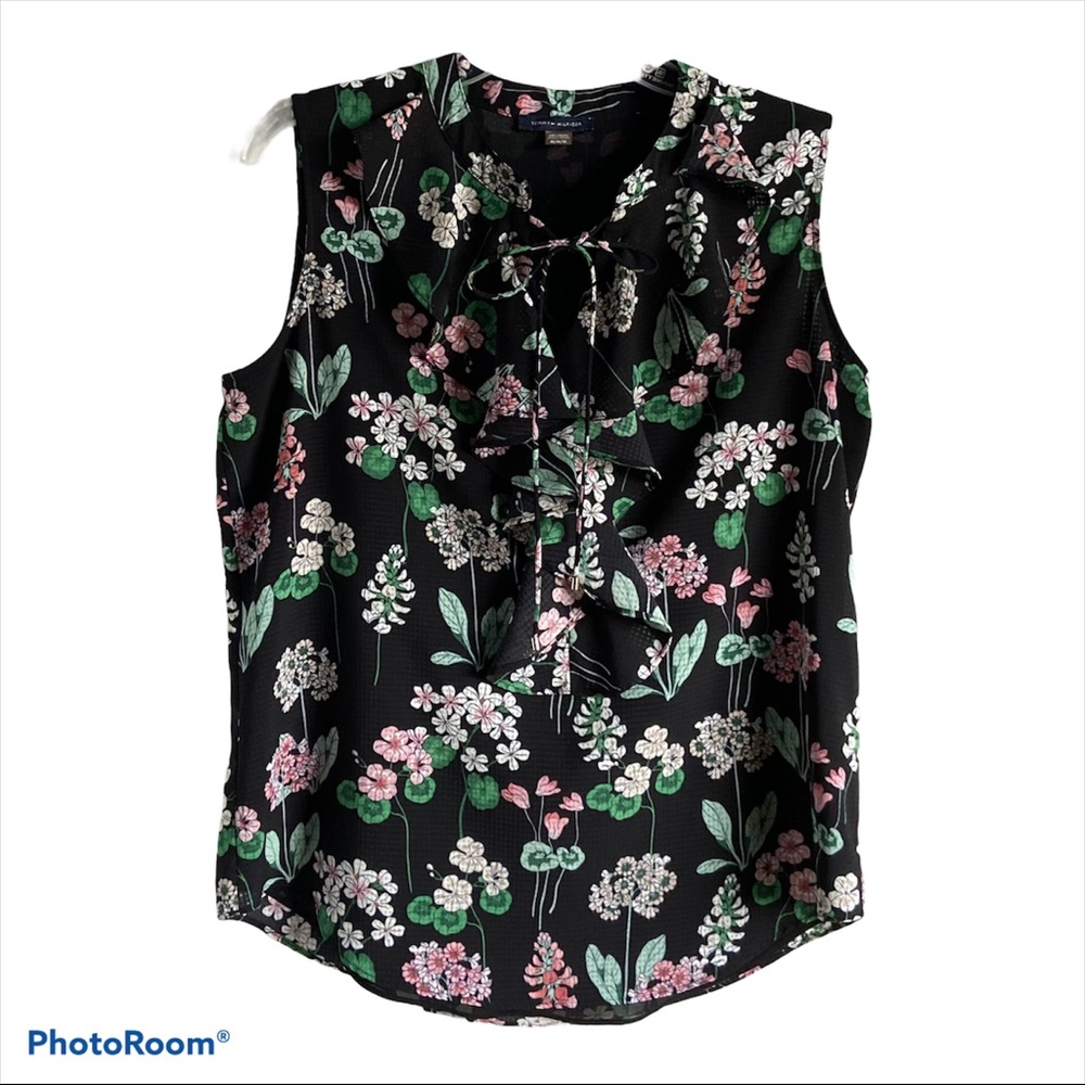 Tommy Hilfiger Ruffle/Tie Floral Sleeveless Top M